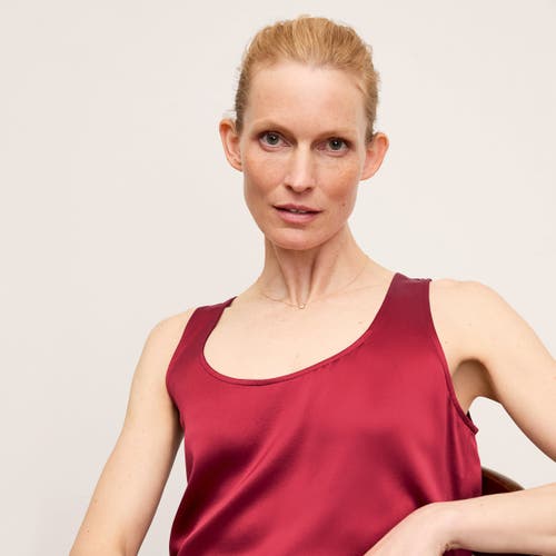 M.M.LaFleur Vicky Tank - Washable Silk Charmeuse in Scarlet 