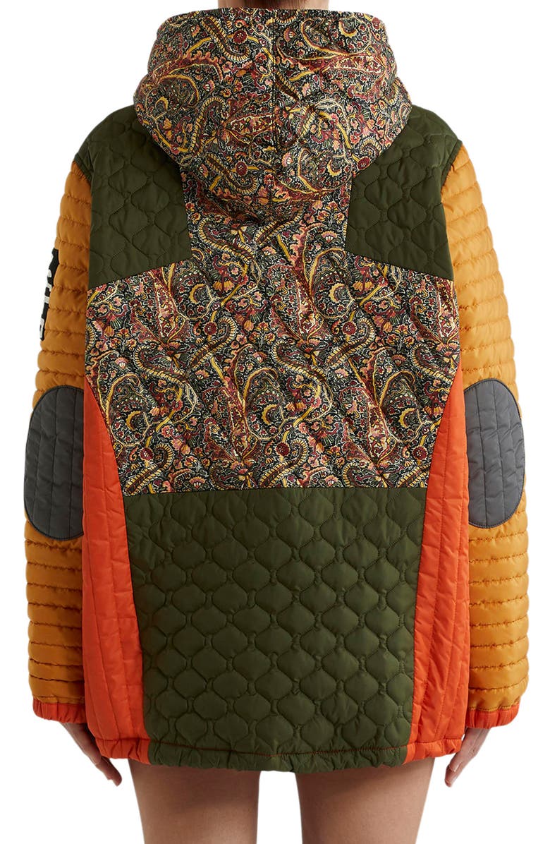 Etro Colorblock Quilted Hooded Pullover Jacket, Alternate, color,