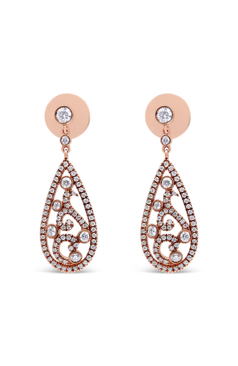 Haus of Brilliance 18K Rose Gold 1 1/4 Cttw Diamond Teardrop Shaped Drop Earring, Main, color, Pink