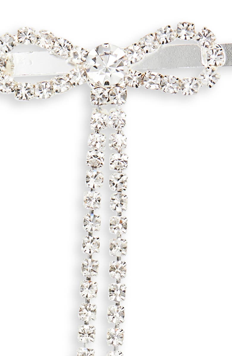 Tasha 2-Pack Rhinestone Bow Bobby Pins, Alternate, color, Silver/ Crystal
