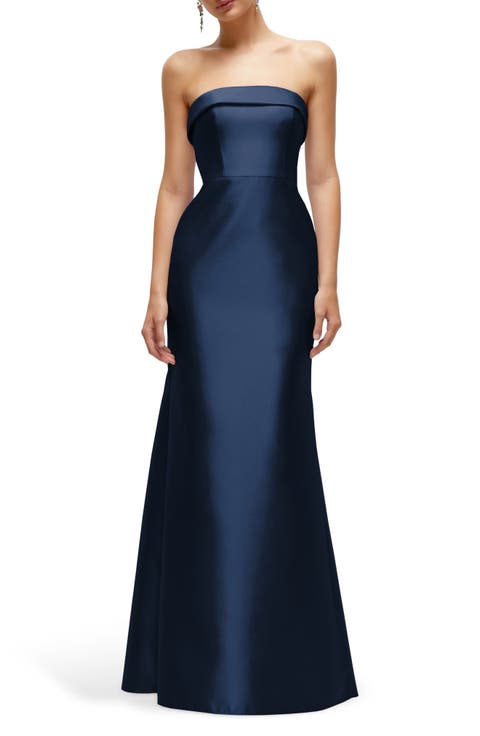 Strapless Satin Trumpet Gown