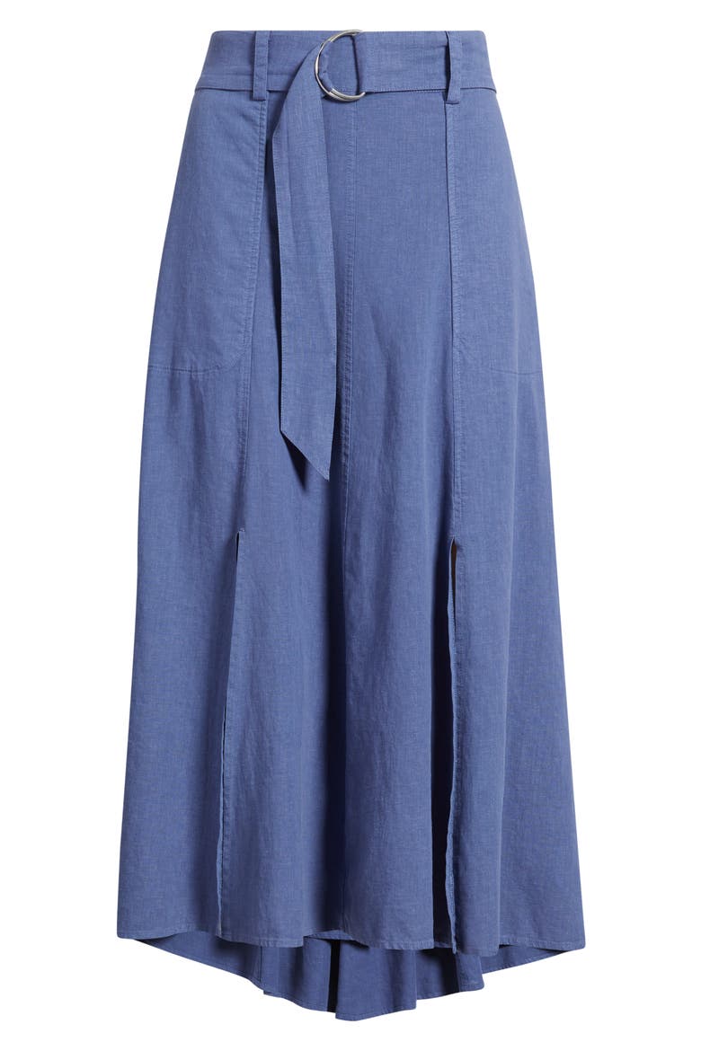 Belted Double Slit Midi Skirt, Alternate, color, SMOKE