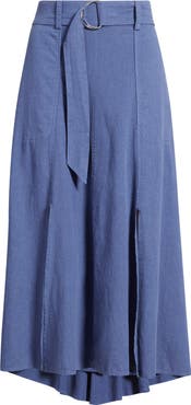 CITY BLUES Belted Double Slit Midi Skirt