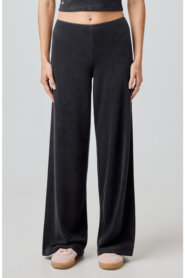 Terry Cloth Wide Leg Pants, Main, color, BLACK
