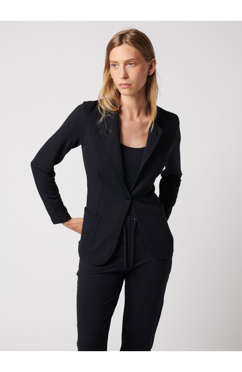 Majestic Filatures French Terry Brushed Fleece One-Button Blazer, Main, color, Noir