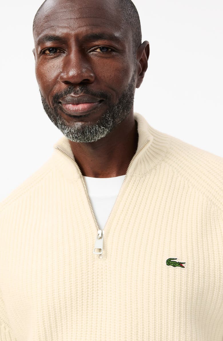 Lacoste Classic Fit Quarter Zip Wool Rib Sweater, Alternate, color, Lapland