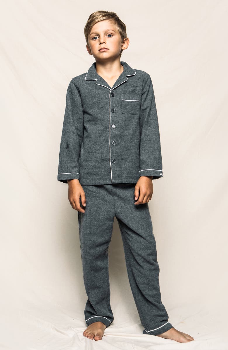 Petite Plume Kids' Gray Flannel Two-Piece Pajamas, Alternate, color, Grey