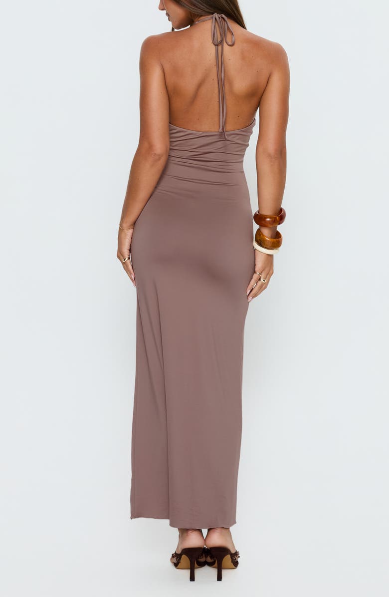 Princess Polly Naysana Plunge Halter Maxi Dress, Alternate, color, Mocha