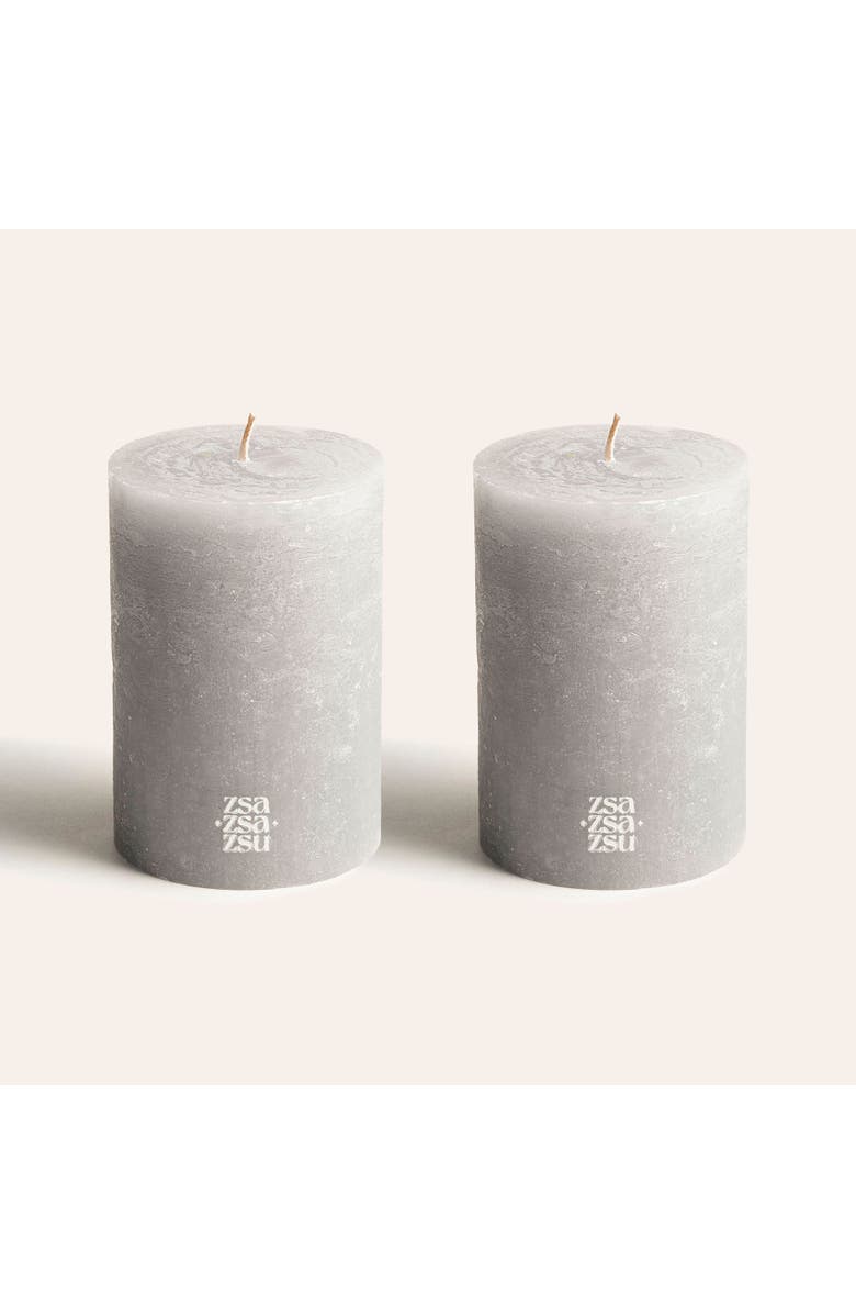 Zsa Zsa Zsu Deurne Pillar Candle 3.5 In Set of 2, Main, color, Grey