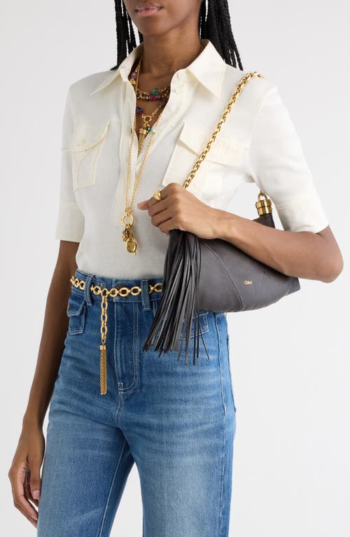 Chloé Small Foulard Hobo Bag In Grained Leather In Black