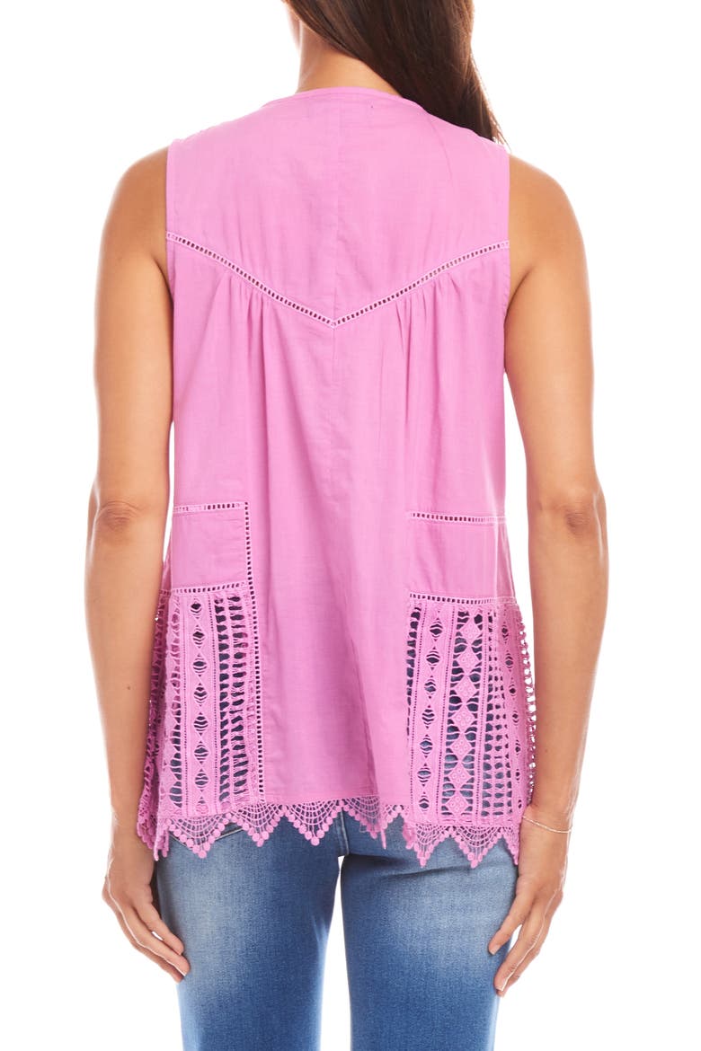 Lace Trim Sleeveless Top, Alternate, color, PINK