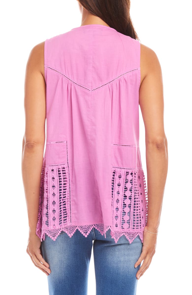 Karen Kane Lace Trim Sleeveless Top, Alternate, color, Pink