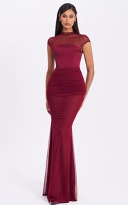 Miss Circle Fabienne Mesh Cap Sleeve Mermaid Gown