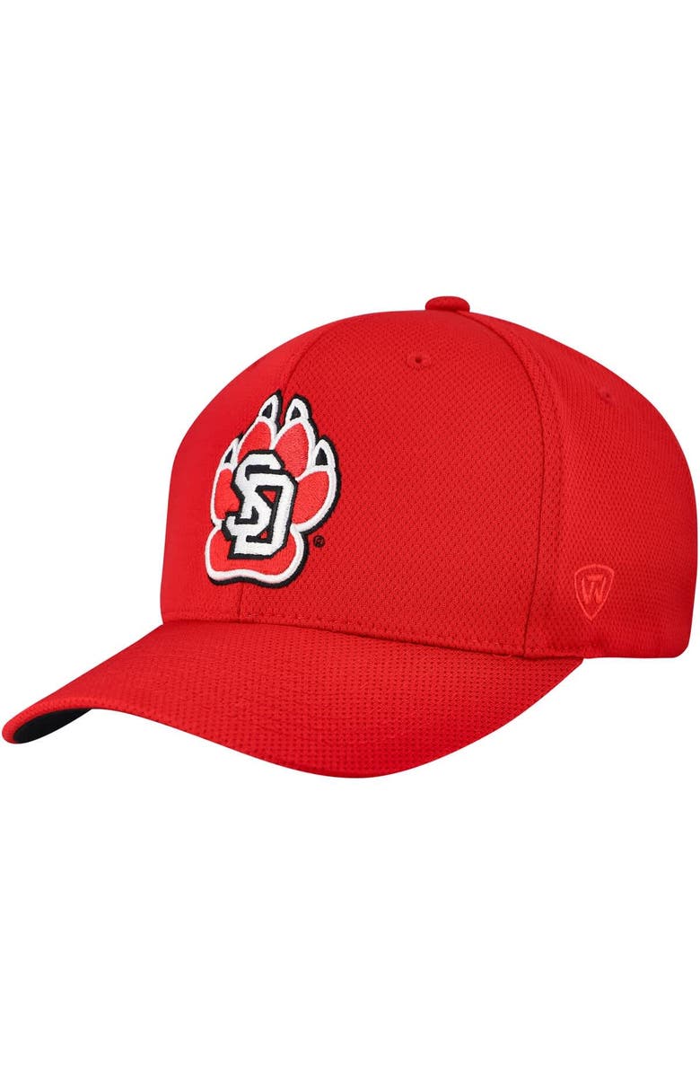 TOP OF THE WORLD Men's Top of the World  Red South Dakota Coyotes Reflex Performance Flex Hat, Alternate, color, Red