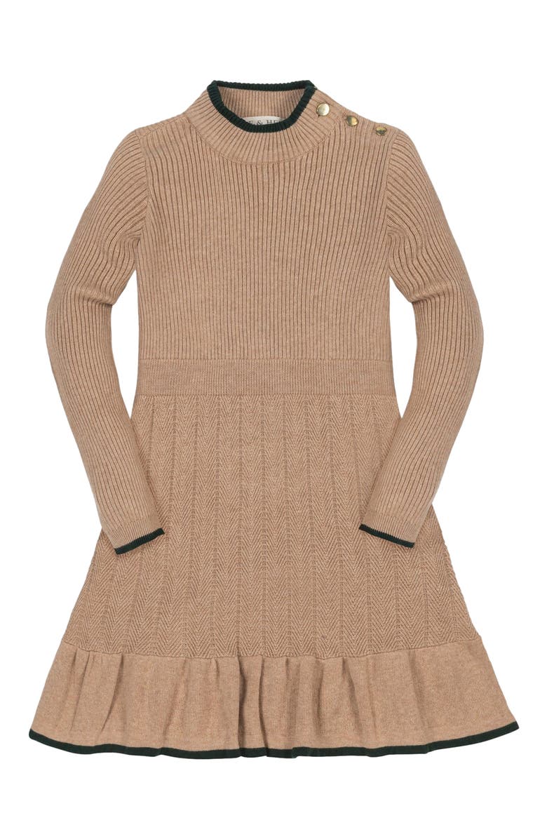 Hope & Henry Girls' Organic Mock Neck Flounce Sweater Dress, Kids, Alternate, color,