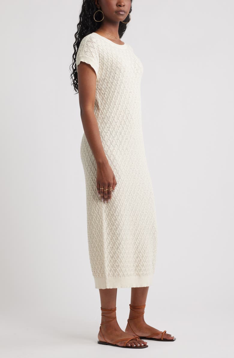 Treasure & Bond Pointelle Midi Sweater Dress, Alternate, color, Ivory Dove