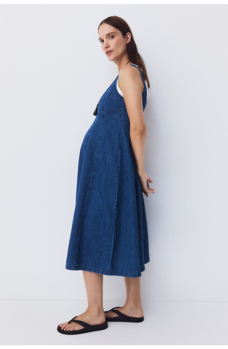 H&M Mama Denim Midi Dress, Alternate, color, Denim Blue