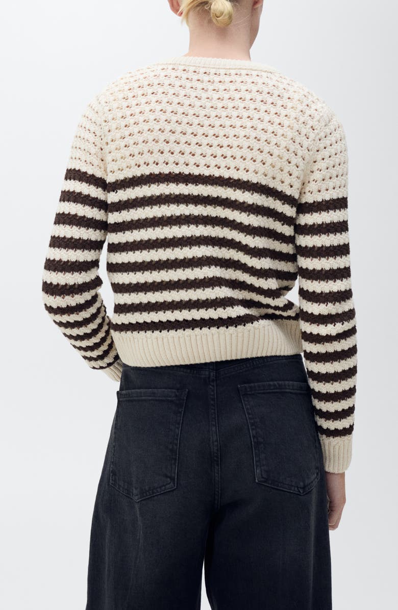 MANGO Stripe Openwork Cardigan, Alternate, color, 