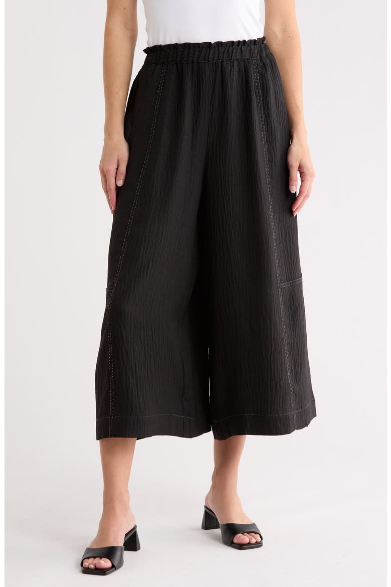 Top Stitch Gaucho Pants, Main, color, BLACK