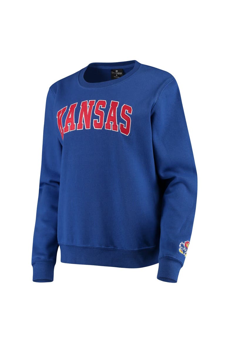 Women's Colosseum Royal Kansas Jayhawks Campanile Pullover Sweatshirt, Alternate, color, Royal