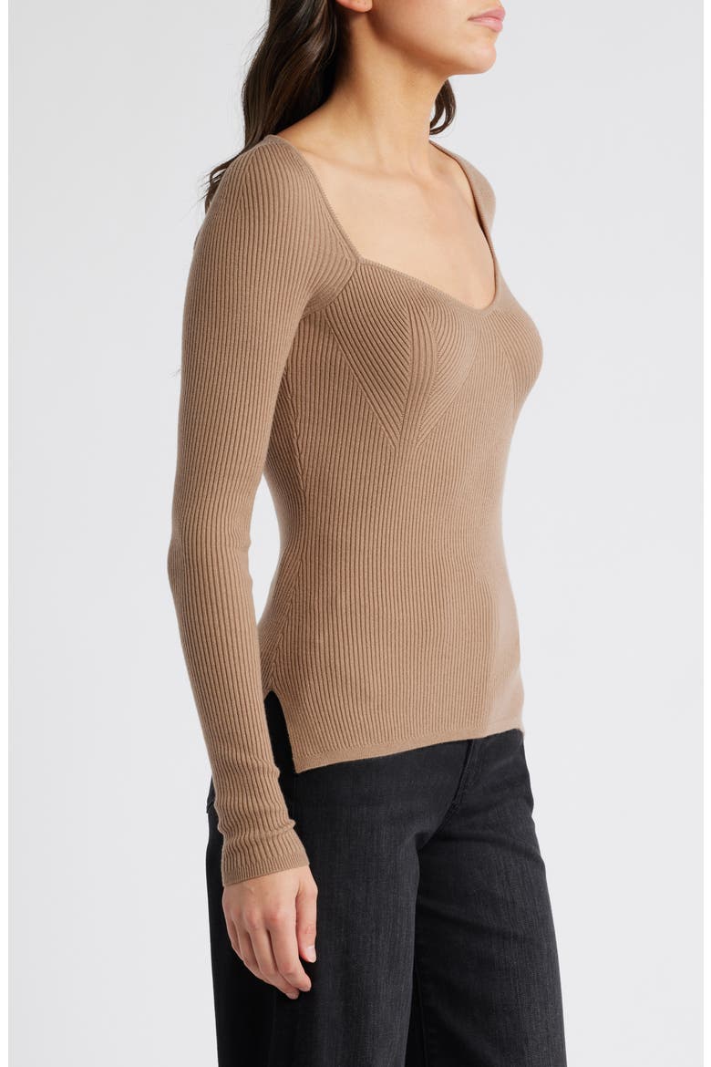 Parvati Sweetheart Neck Rib Sweater, Alternate, color, BURNTSUGAR