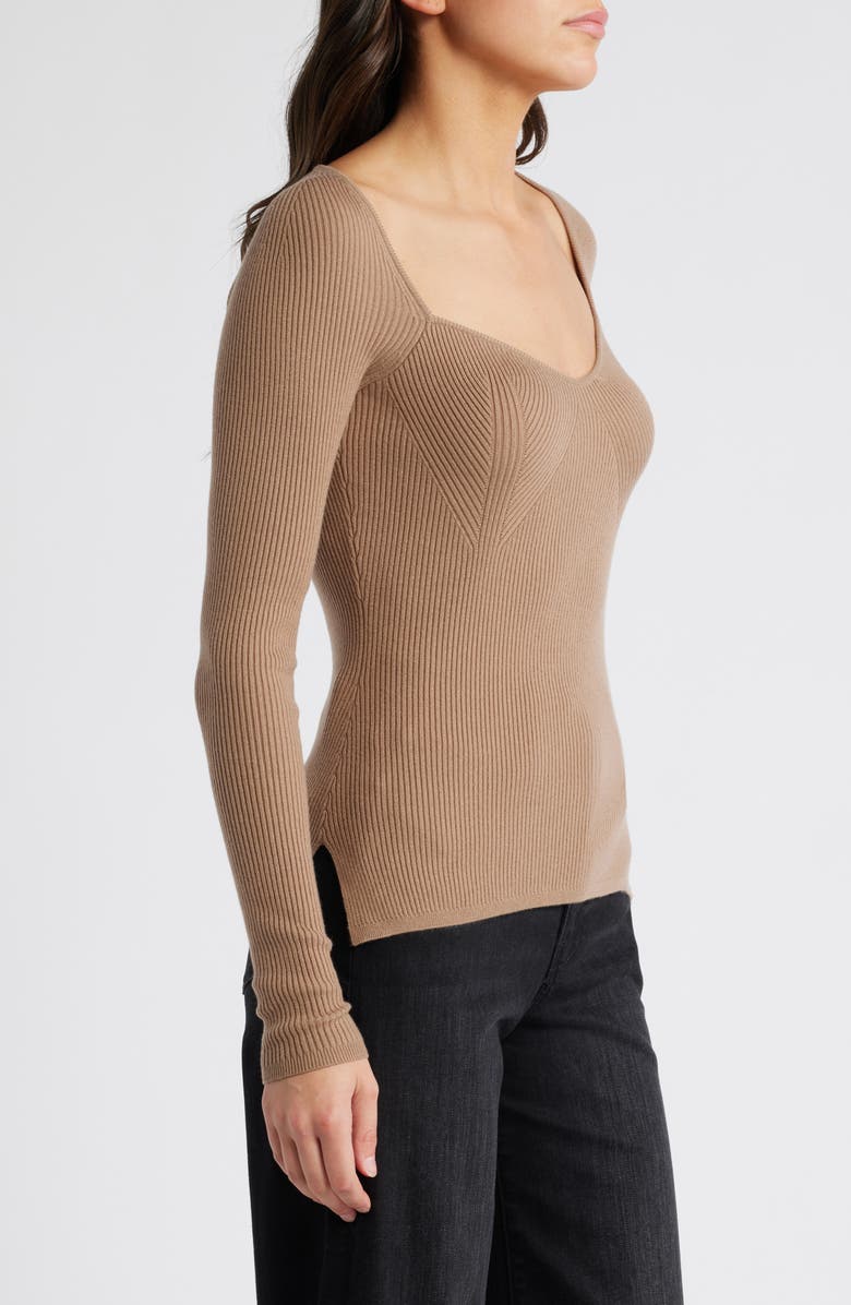 PAIGE Parvati Sweetheart Neck Rib Sweater, Alternate, color, Burntsugar