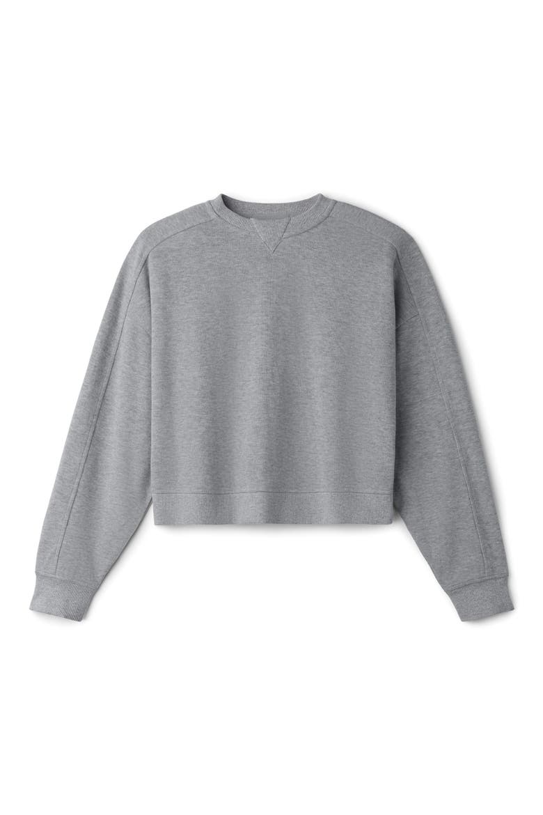 Signature Crewneck Cotton Blend Rib Sweatshirt, Alternate, color, HEATHER GRAY
