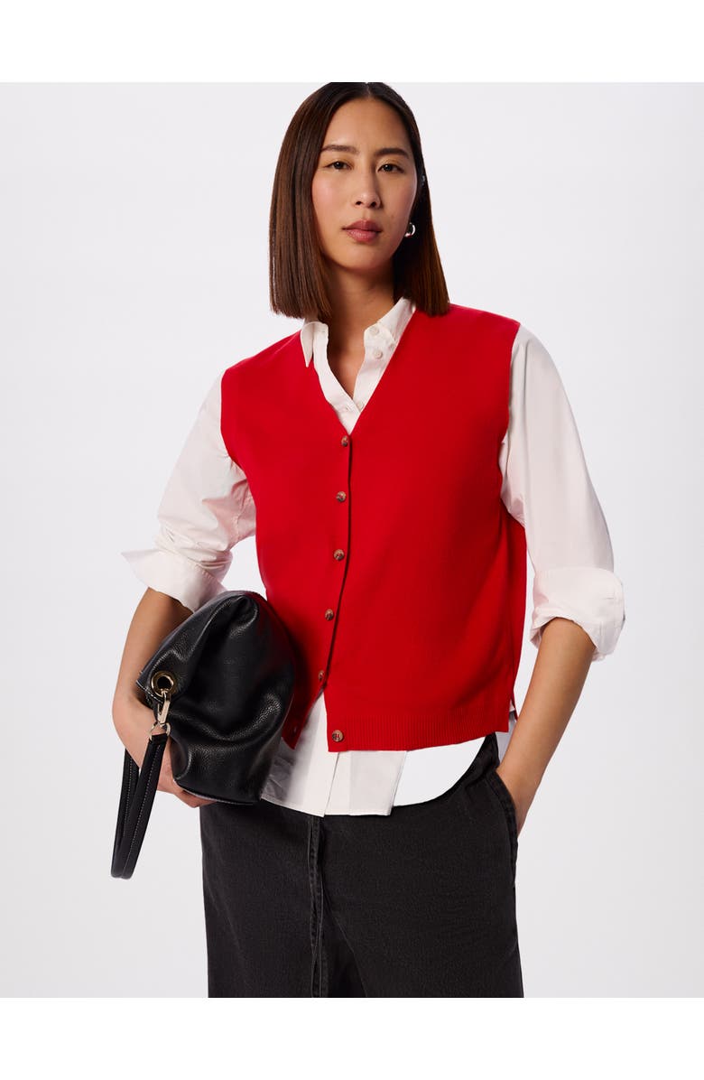 Whistles V-Neck Button Front Knit Tank, Main, color, Red