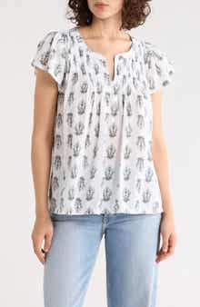 Floral Cap Sleeve Cotton Top