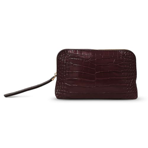 Youzey Muse Mini Croc Cosmetic Clutch In Brown