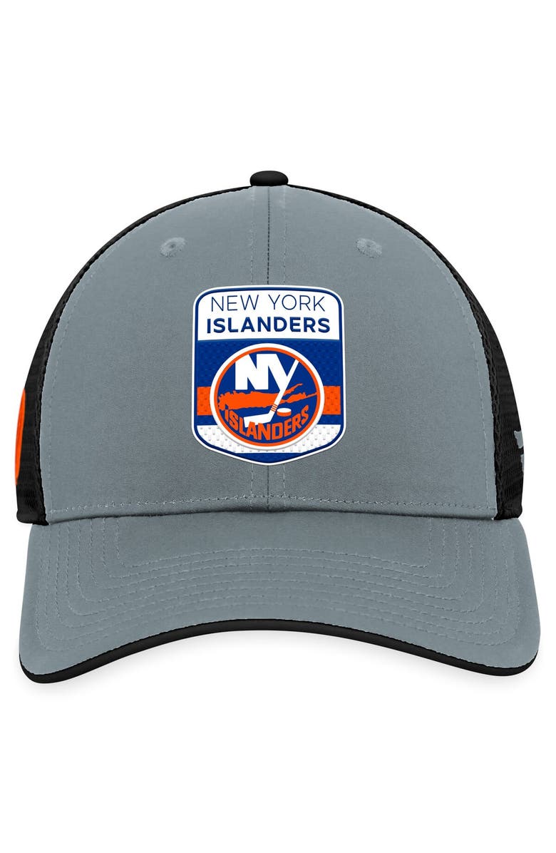 FANATICS Men's Fanatics Branded Gray/Black New York Islanders Authentic Pro Home Ice Trucker Adjustable Hat, Alternate, color,