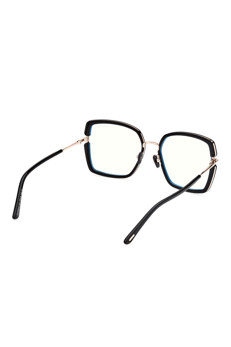 55mm Square Blue Light Blocking Optical Glasses, Alternate, color, BLACK ROSE GOLD / T LOGO