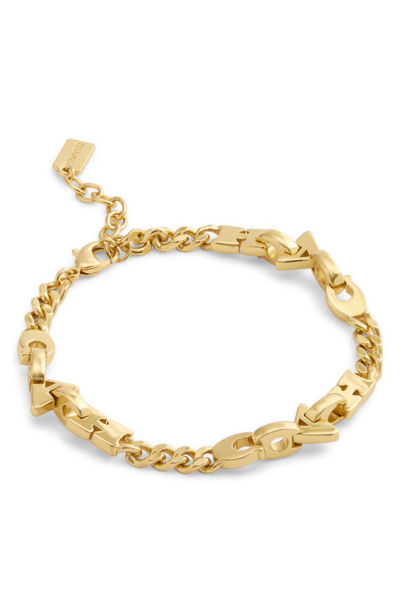 COACH Logo Link Bracelet, Main, color, Shiny Gold