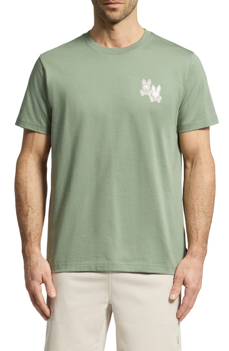 Psycho Bunny Elliot Pima Cotton Graphic T-Shirt, Main, color, Sea Spray