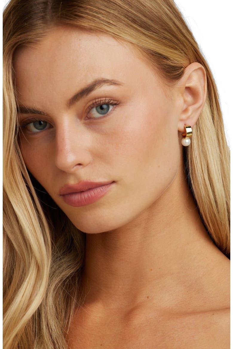 Leah Pearl Hoops, Alternate, color, Gold