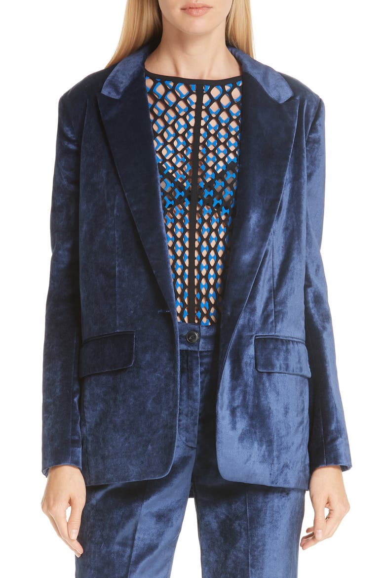 Monty Velvet Blazer, Main, color, DENIM BLUE