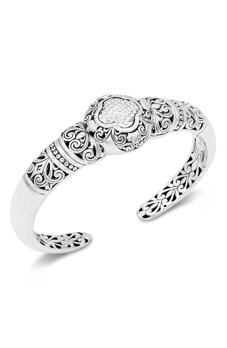 DEVATA Sterling Silver Bali Filigree Cuff Bracelet, Alternate, color, 