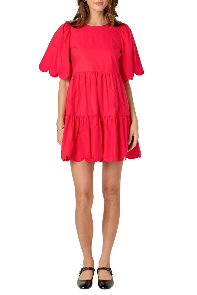 Scallop Minidress, Main, color, RED