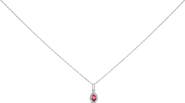 Haus of Brilliance 10K White Gold 5x3mm Gemstone and Diamond Accent Halo Pear Shape 18" Pendant Necklace