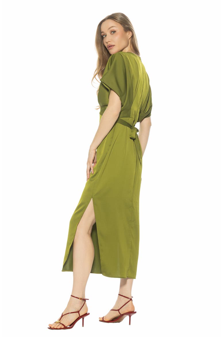Sylvi Draped Sleeve Midi Dress, Alternate, color, SAGE