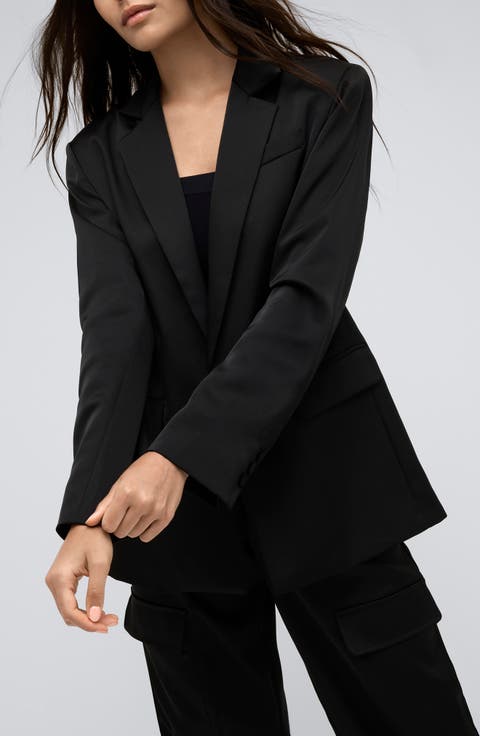 One-Button Satin Blazer