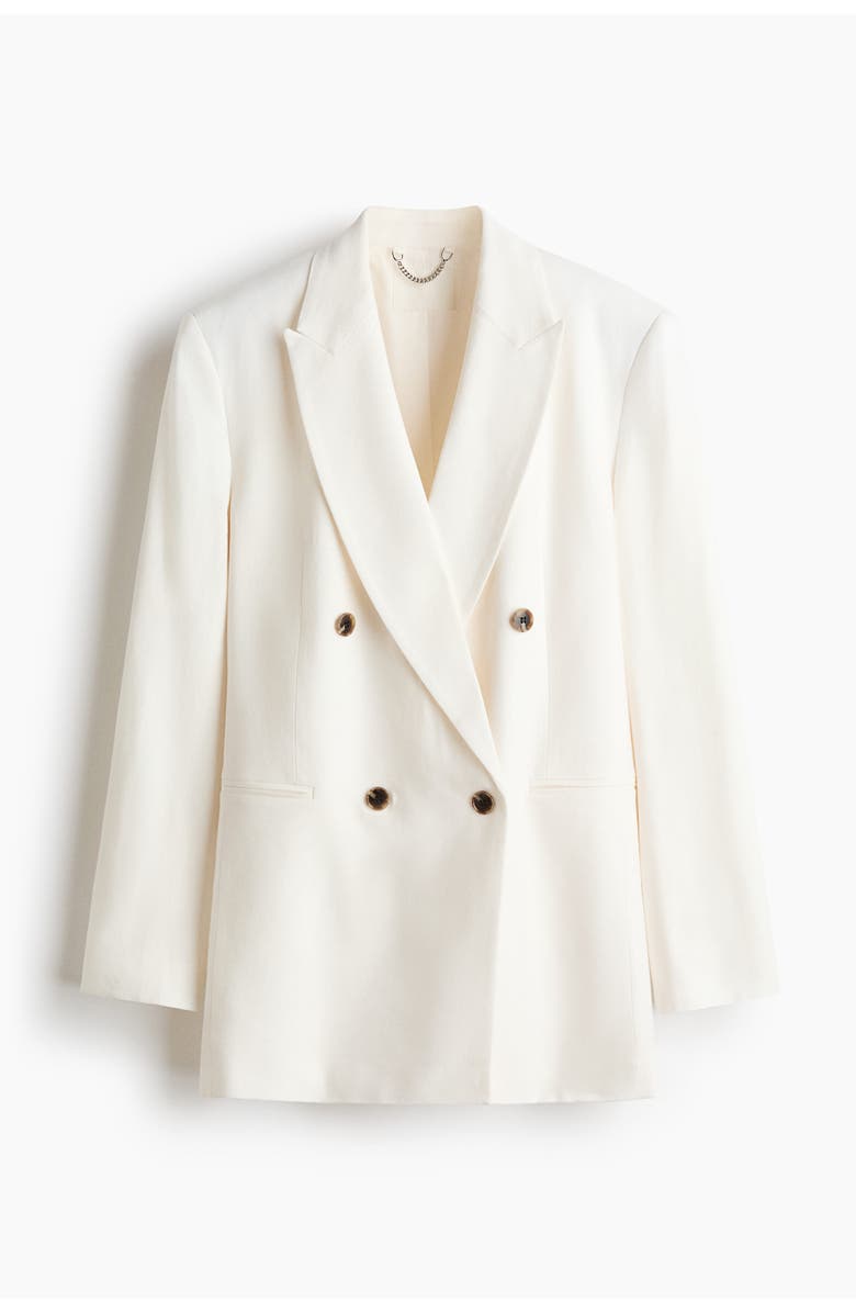 H&M Linen-blend Blazer, Main, color, Cream