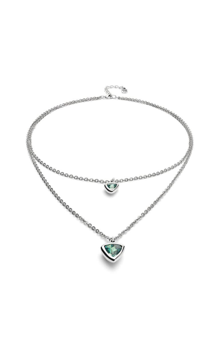 UNODE50 Green Triangle Pendant Necklace, Alternate, color, Silver