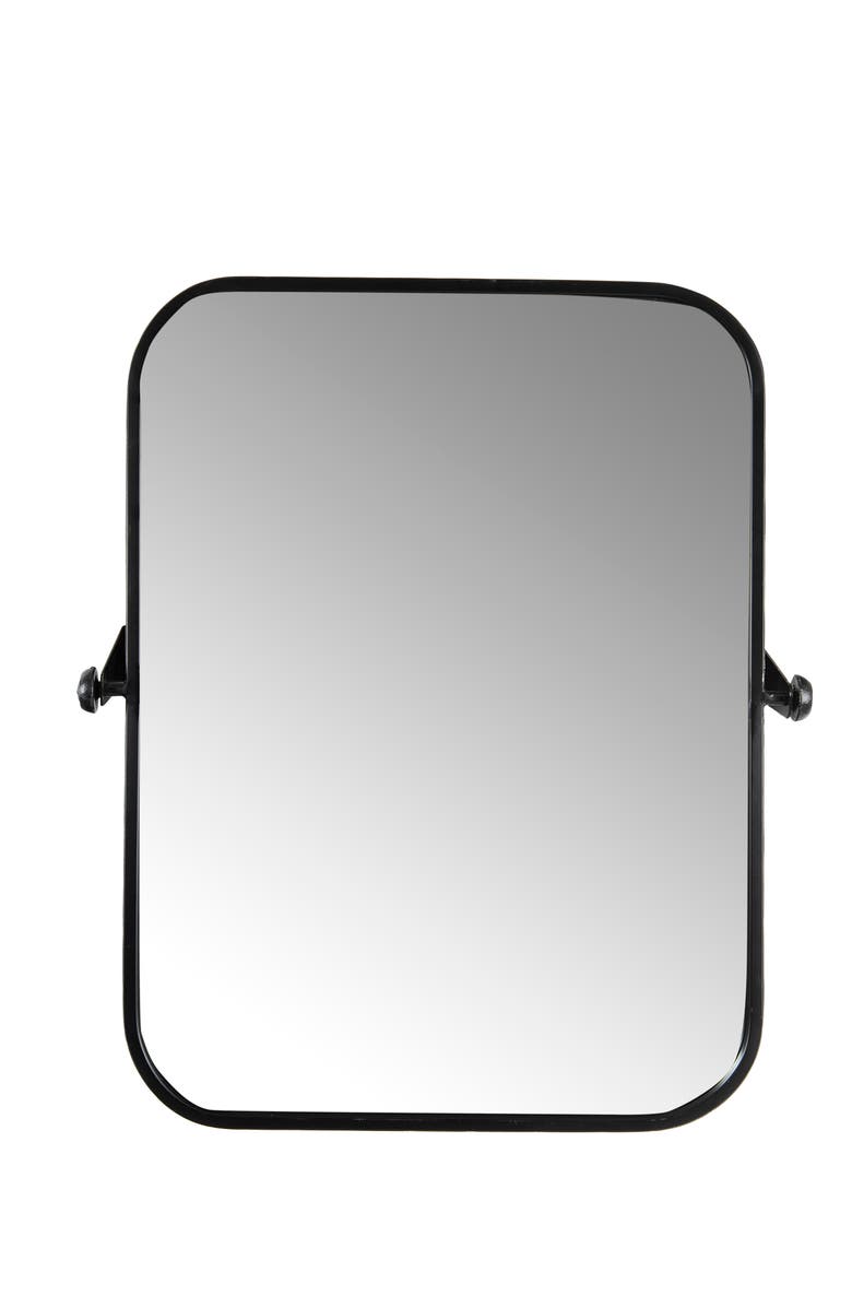 Storied Home Metal Framed Pivoting Wall Mirror, Black, Main, color, Black