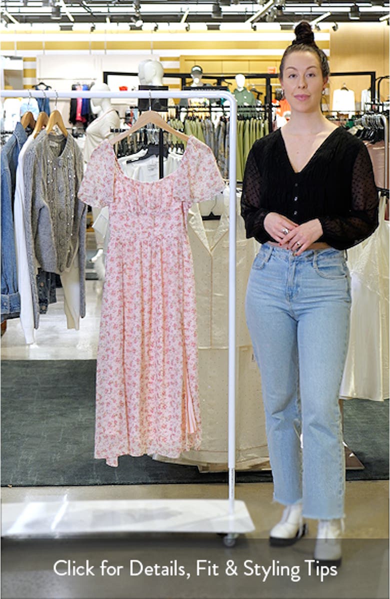 Floral Butterfly Sleeve Midi Dress, sales video thumbnail