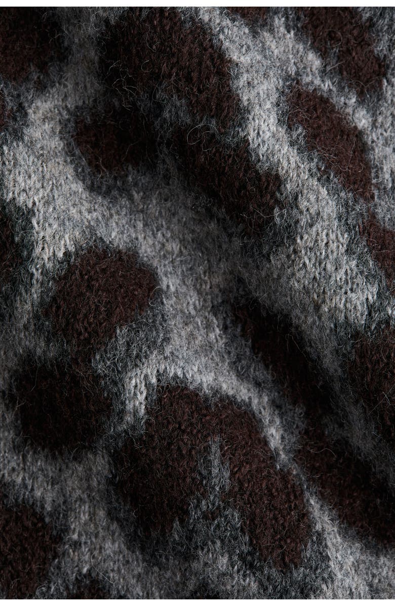 H&M Boxy Jacquard-knit Jumper, Alternate, color, Gray/Leopard Print