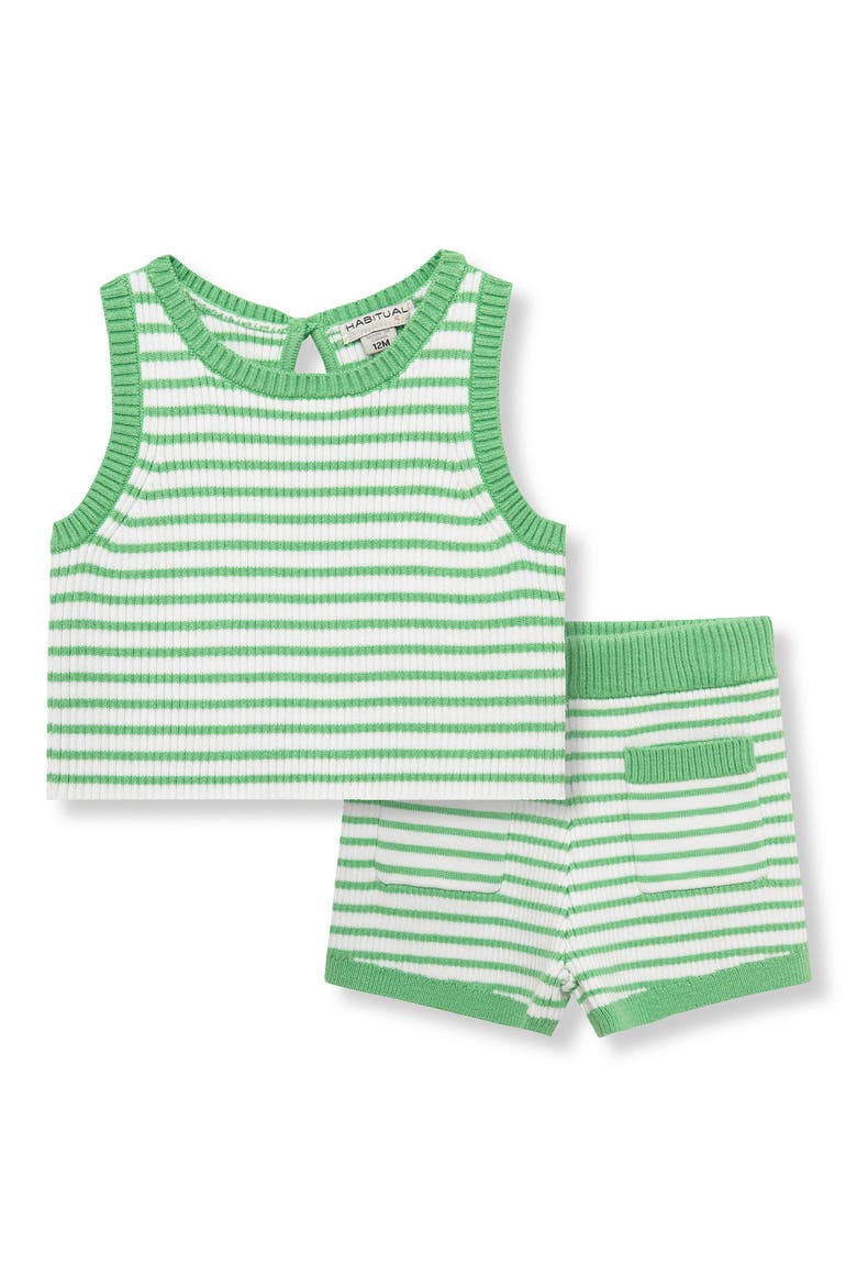 Rib Knit Tank & Shorts Set, Main, color, GREEN