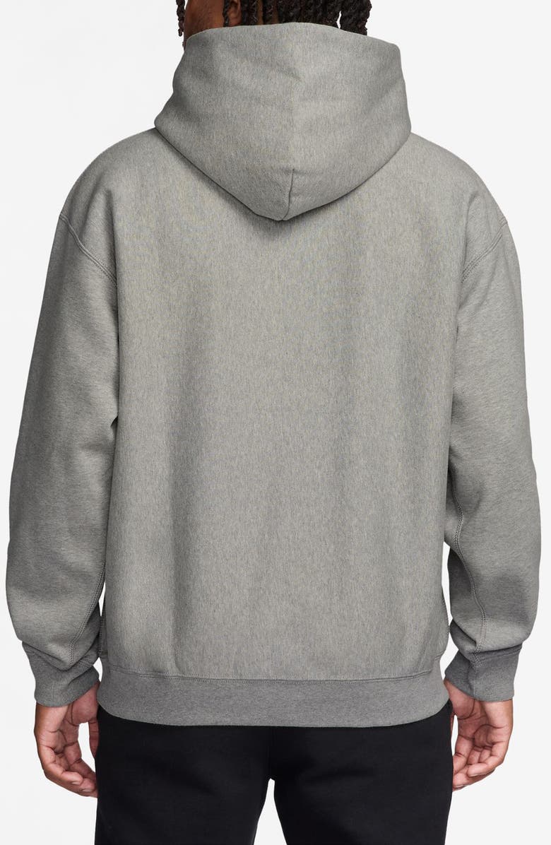 Nike Solo Swoosh Fleece Hoodie, Alternate, color, Dark Grey Heather/ White