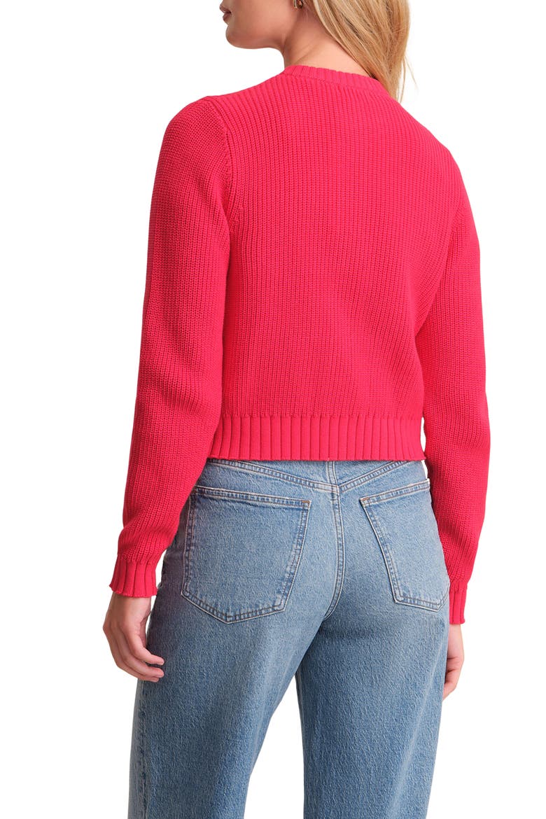 Palmer Crewneck Cotton Cardigan, Alternate, color, CHERRY RED