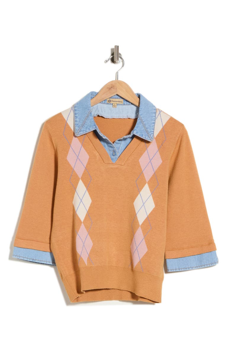 Argyle & Denim Sweater, Alternate, color, SADDLE MULTI